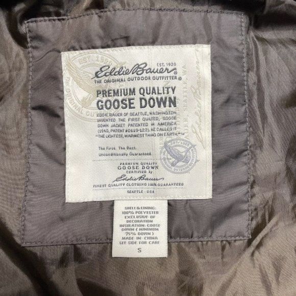 Eddie Bauer Goose Down Puffer Vest Jacket Womens Sz S Brown‎ Quilted Full Zip - Picture 8 of 12